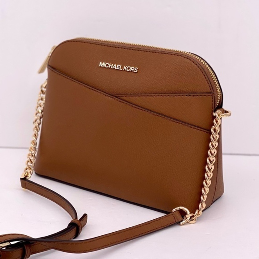 Michael Kors Jet Set Travel Medium Dome Crossbody Leather Luggage